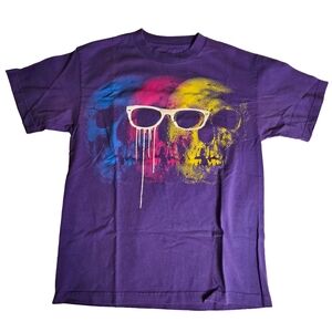 UNBRANDED Skulls And Sunglasses Graphic Tee Black Size Large L Boho Streetwear